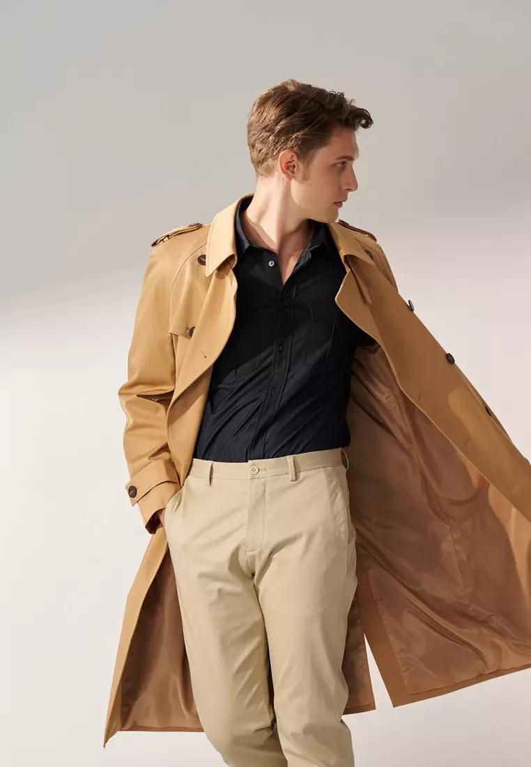 夜幕藍雙口袋休閒牛仔襯衫