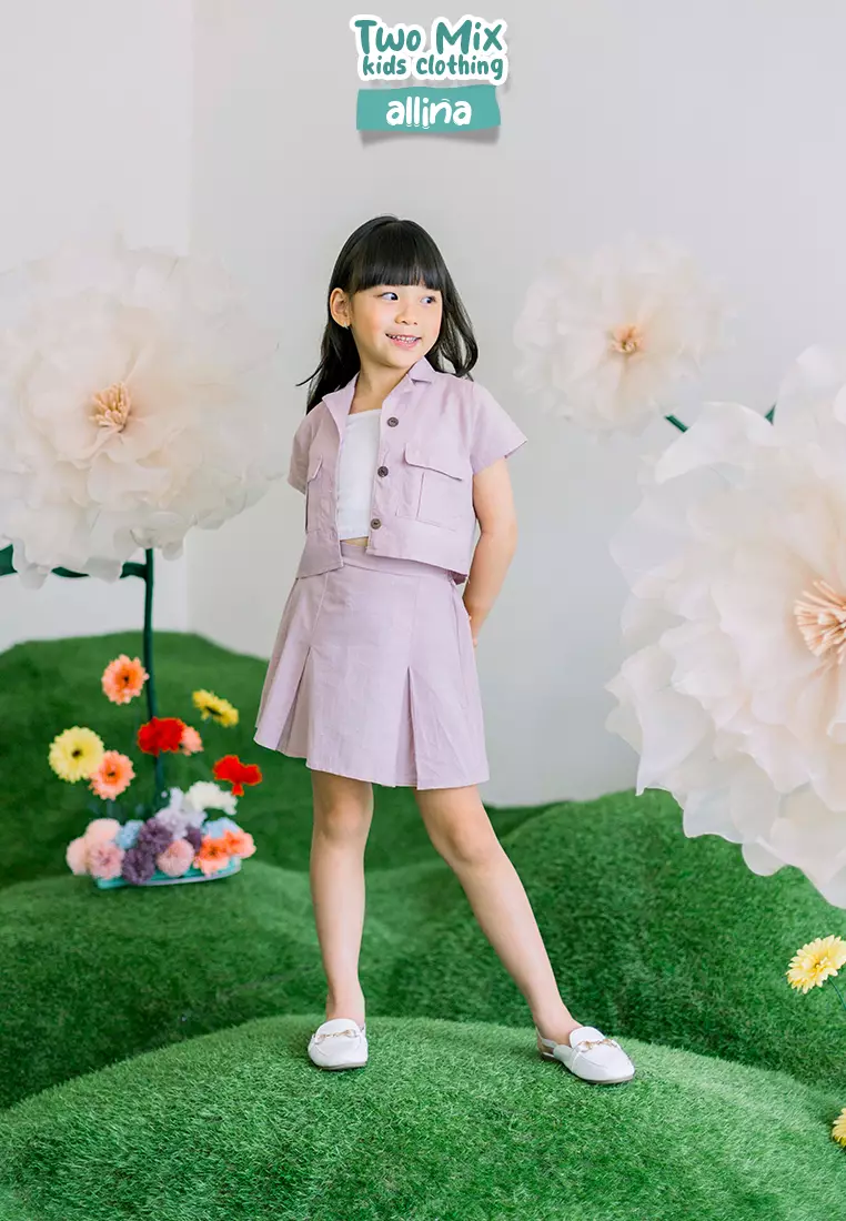 Two Mix - Setelan Rok Anak Perempuan- Allina Set Rompi Anak Cewek 1-6 Tahun 4370b Wood Rose