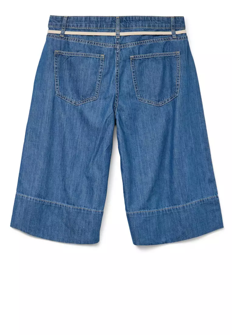 High Rise Wide Denim String Jorts