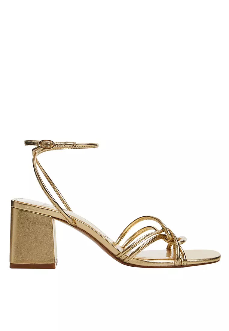 Discount on Mango  shoes - SKU: Metallic Strappy Heeled Sandals