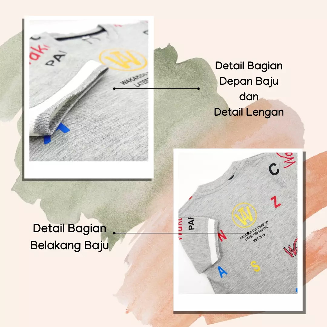 Wakakids Kaos Atasan Baju Anak Laki Laki Usia 1 Tahun Hingga 4 Tahun Motif Wakakids Paris 3953 Abu