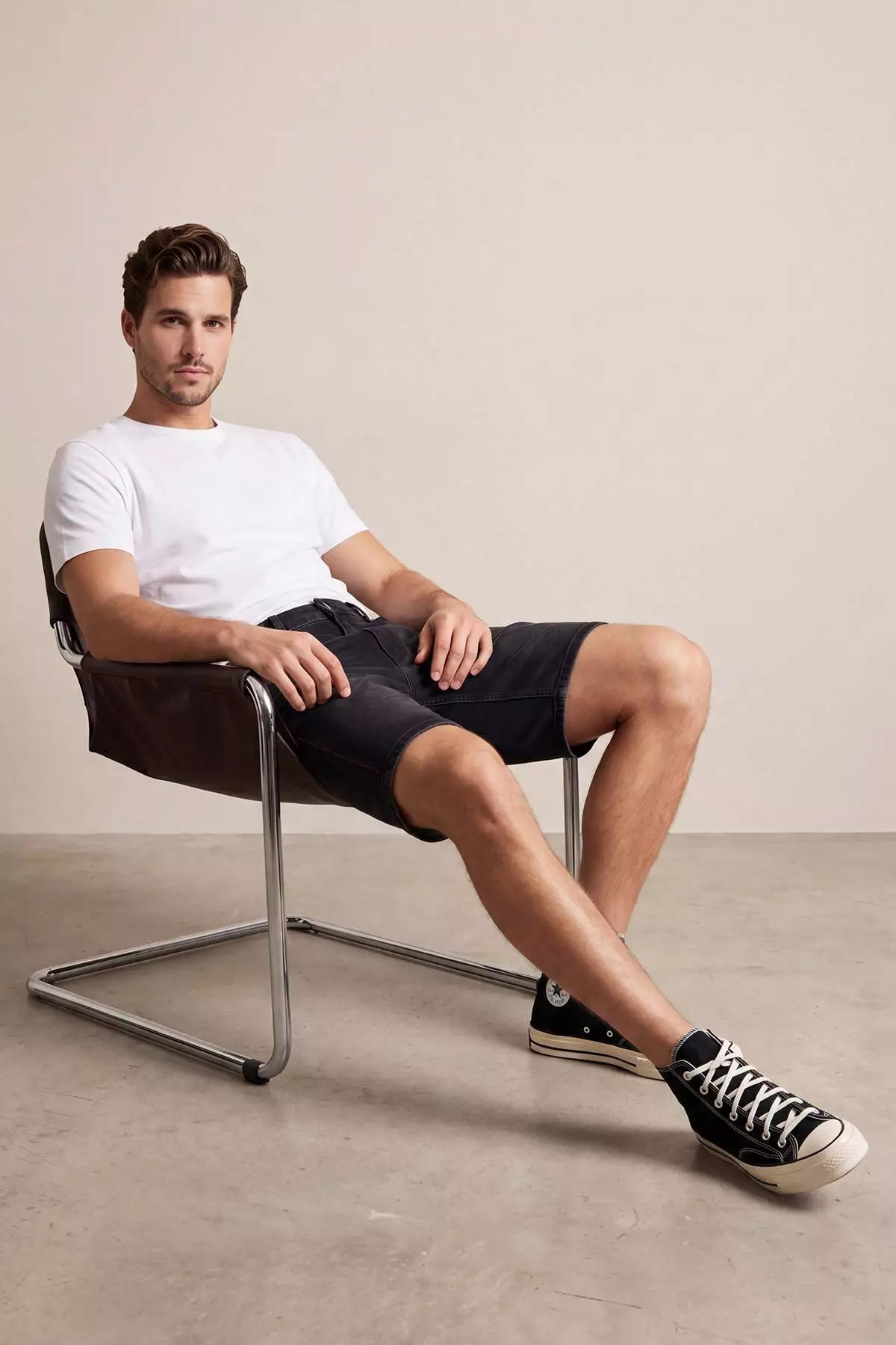 Black Regular Fit Pipe Leg Flexible Men'S Denim Shorts & Bermuda Tmnss26Sr00033