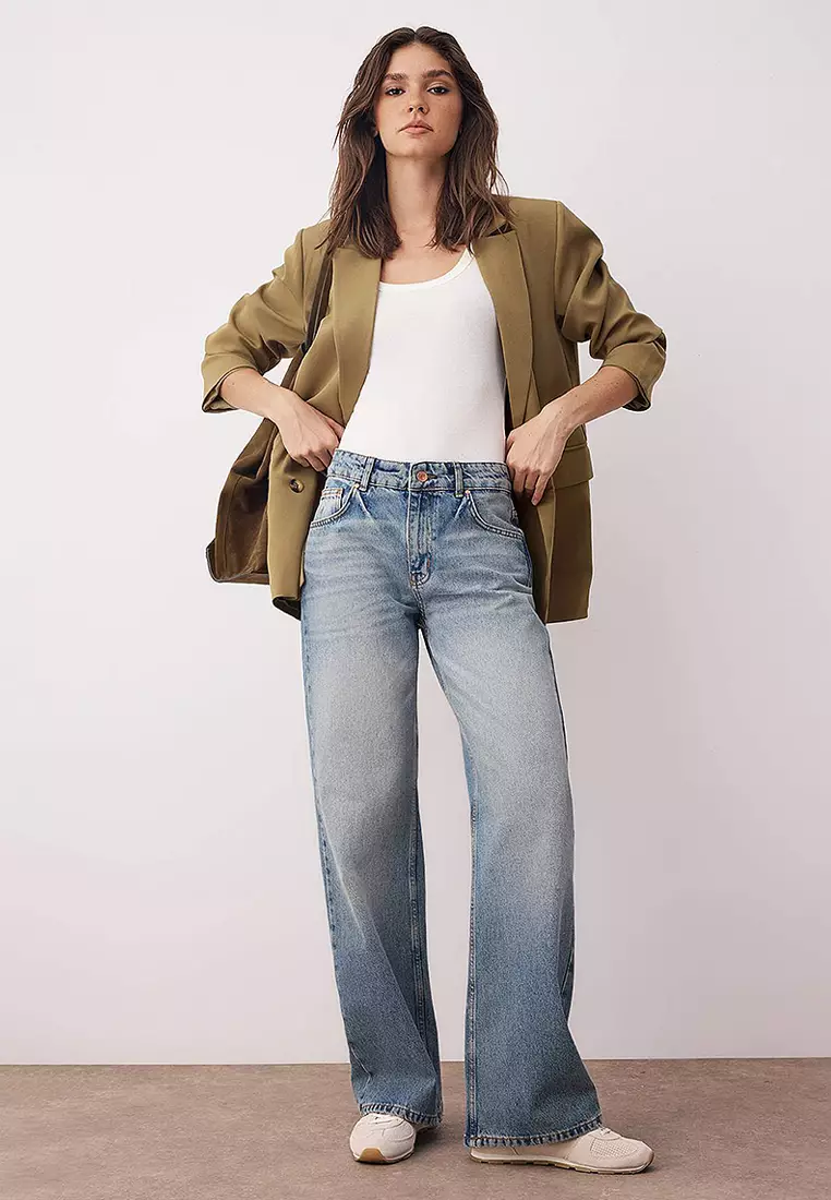 Normal Waist Wide Leg Jeans