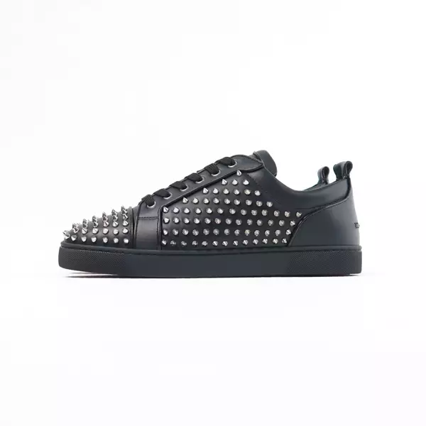 Sepatu CHRISTIAN LOUBOUTIN LOUIS SPIKES JUNIOR SILVER BLACK SNEAKER 100% ORIGINAL