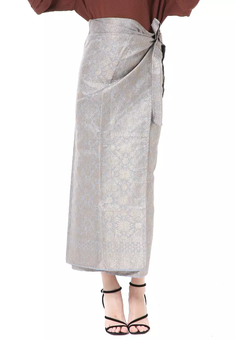 Olaf Rok Lilit Songket Batik Wanita Uniqe Design Material Viscose ORIGINAL - Silver