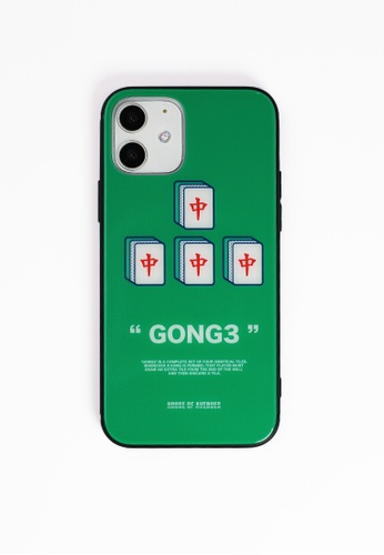 House of Avenues green Mahjong Pattern Tempered Glass Shell Phone Case For iPhone 12 Pro 9962EAC11931CBGS_1