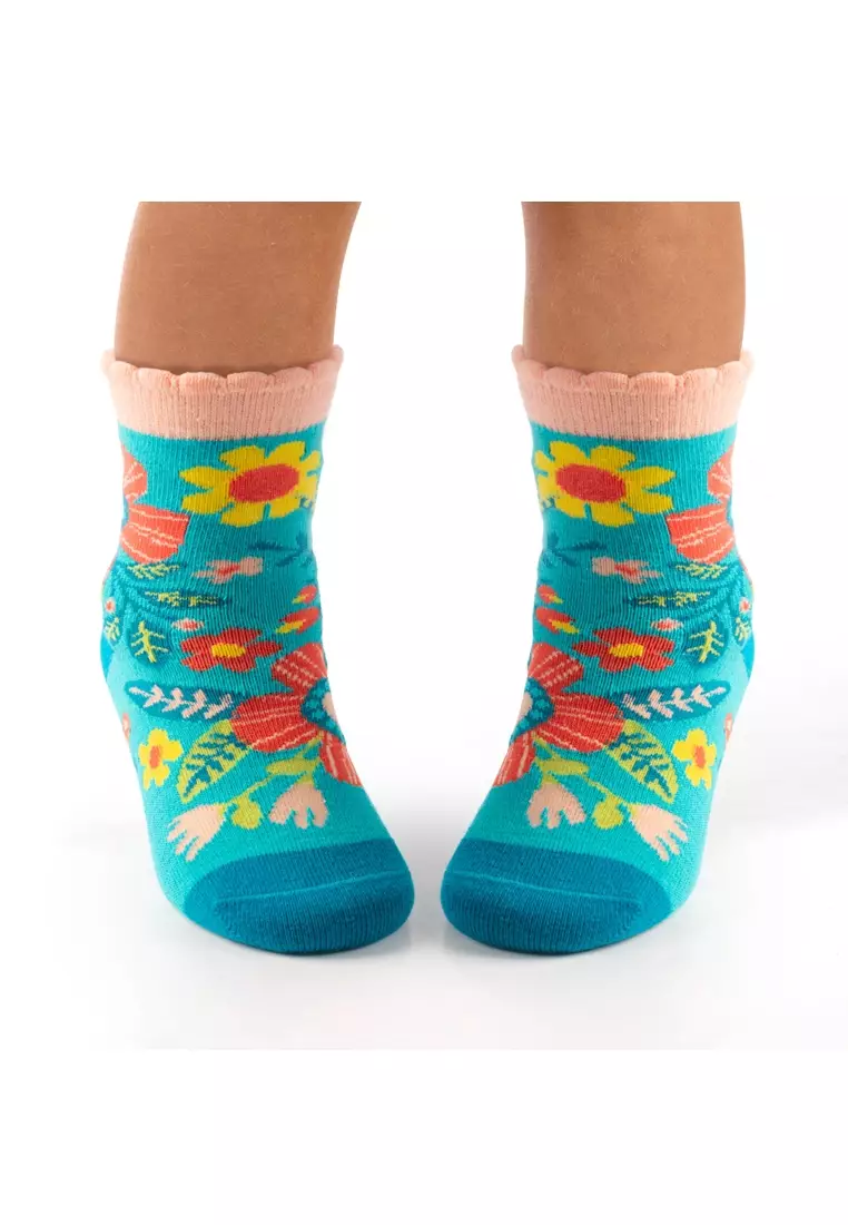 Toddler Socks Turquoise Floral Large