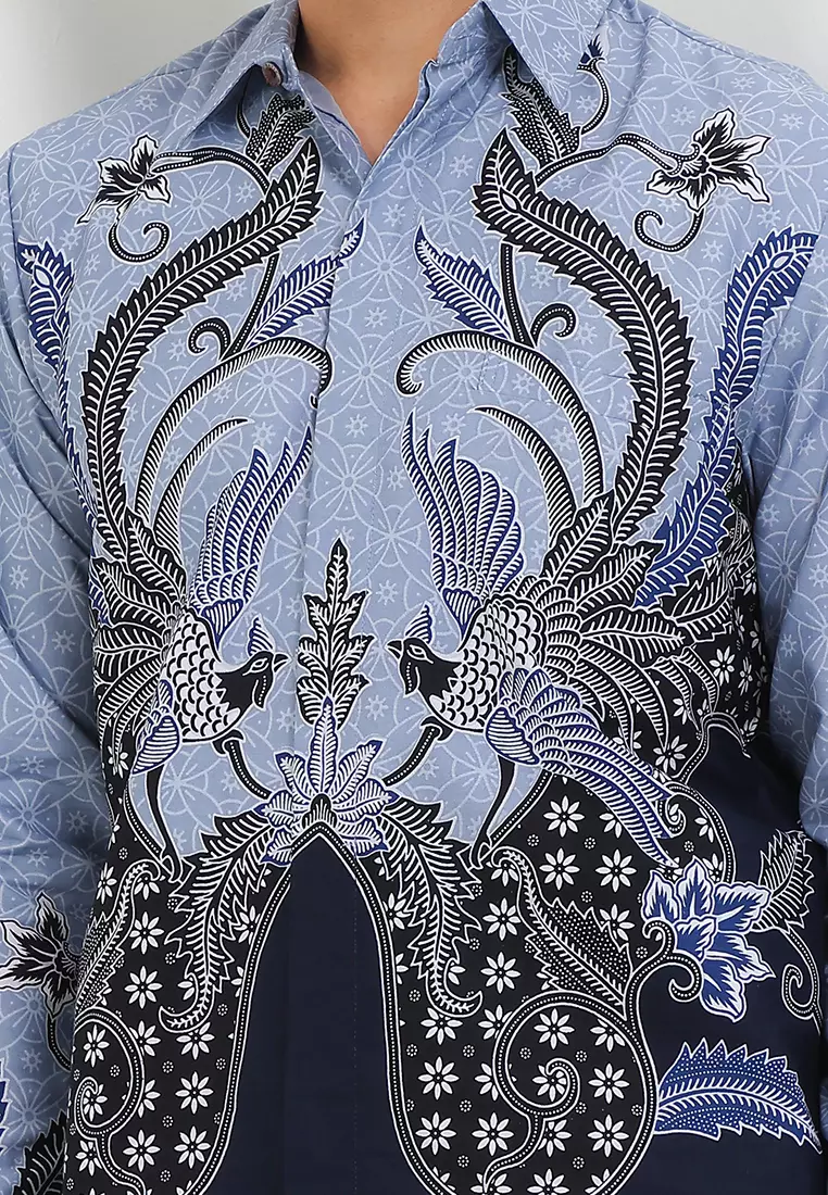 Kemeja Lengan Panjang Pria Reguler Fit Full Furing Rianty Arsa Biru Navy
