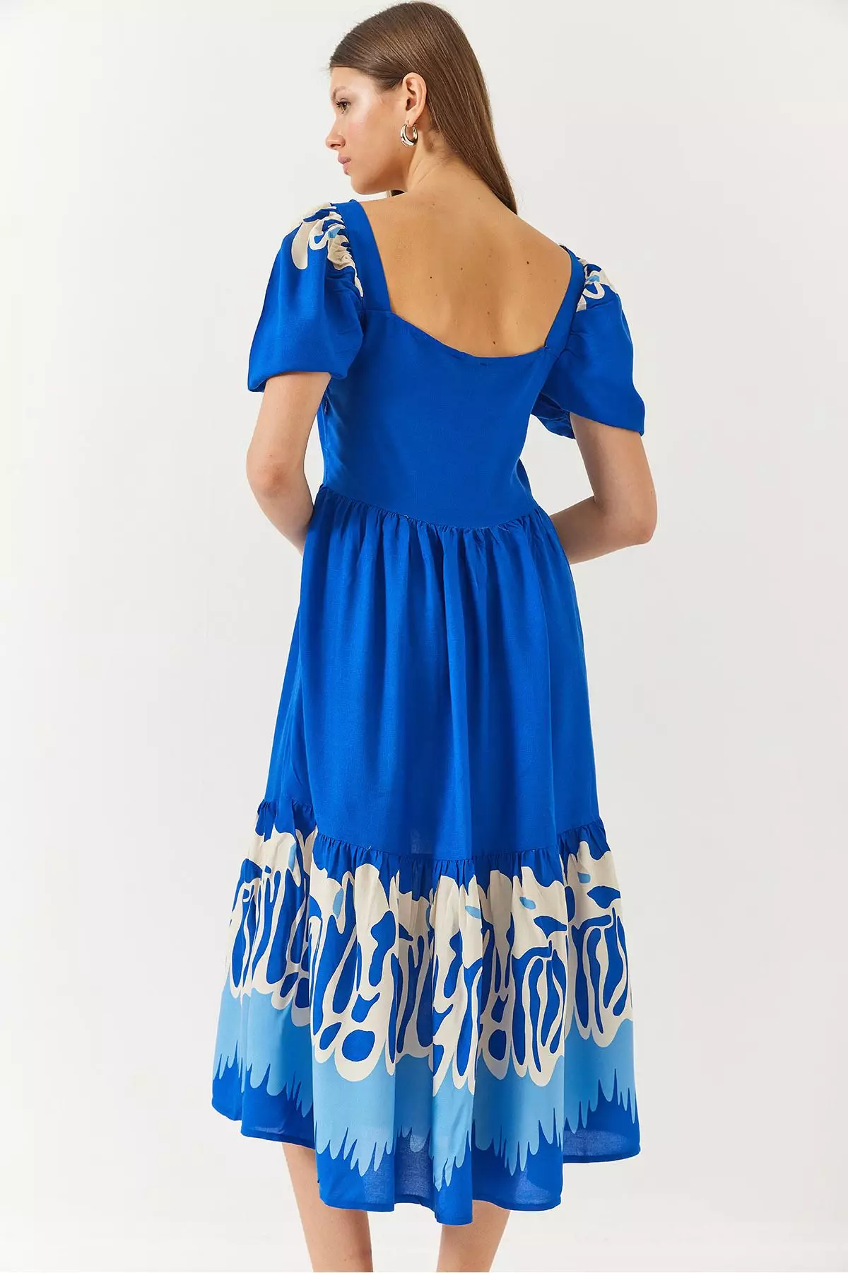 Women's Watermelon Sleeve Square Neck Patterned Tericotone Dress 60261412