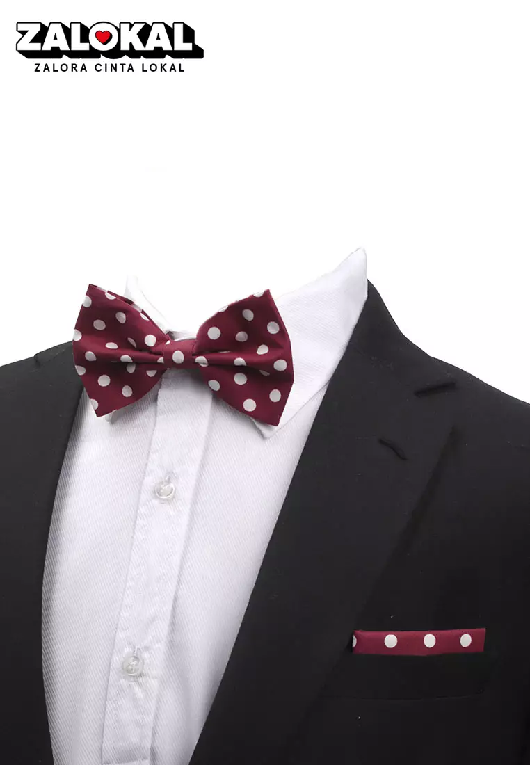Dasi Kupu Bowtie Magenta Polka A40