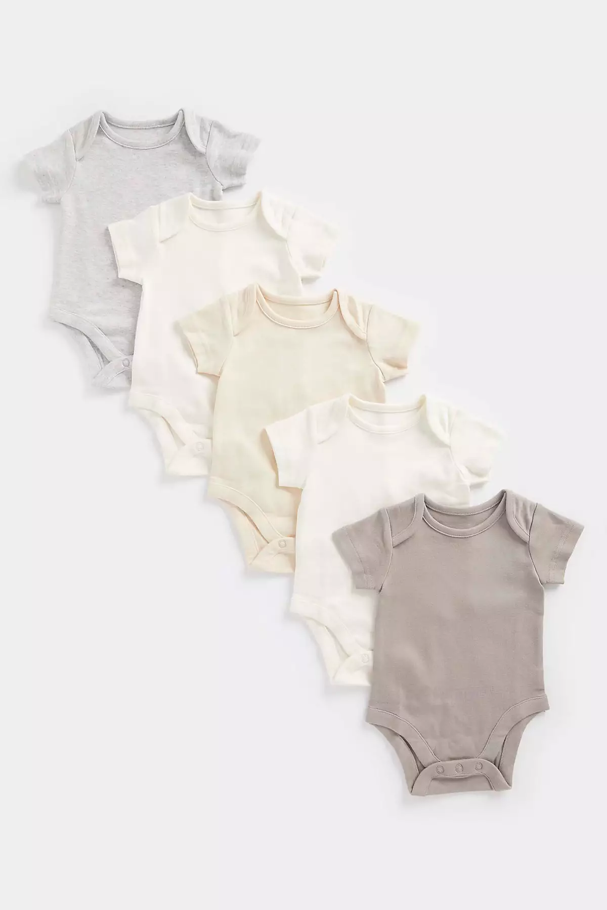 Mothercare Neutrals Short-Sleeved Bodysuits - 5 Pack - Terusan Unisex (Abu-abu)