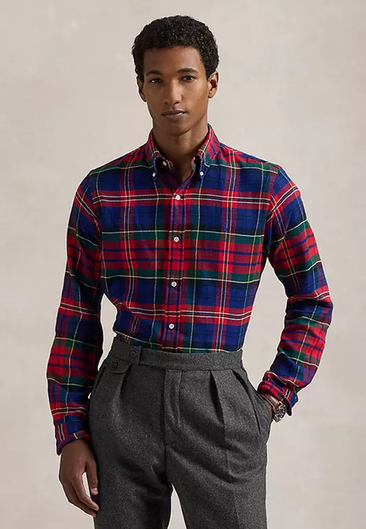 Classic Fit Plaid Brushed Flannel Shirt