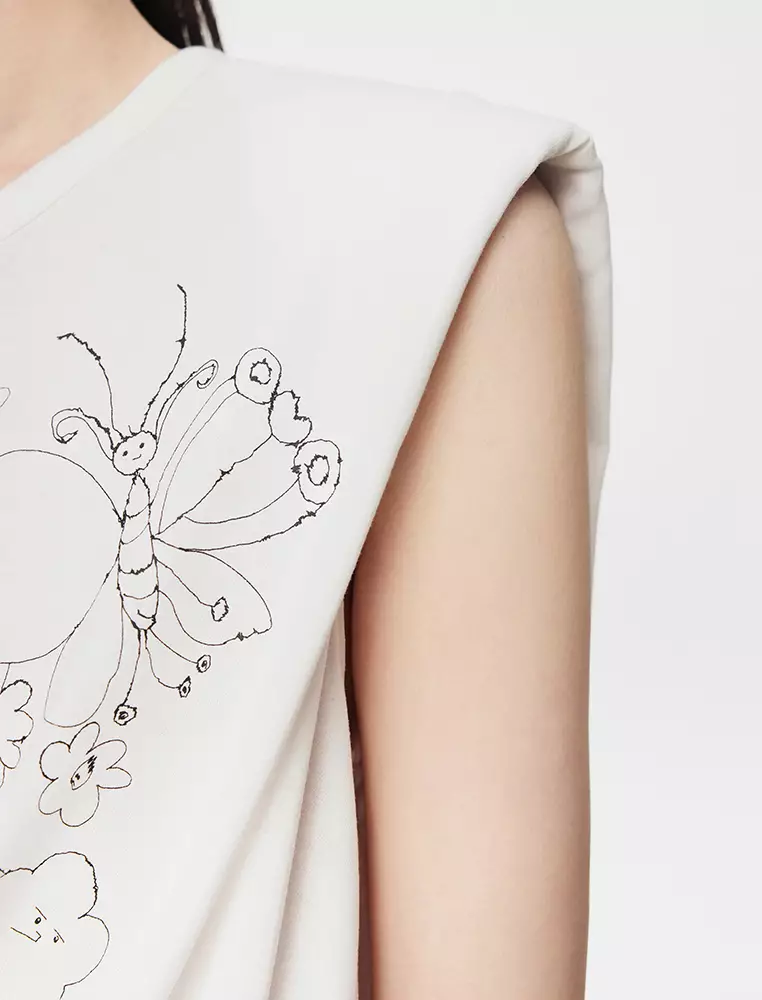 短款拼接無袖連衣裙