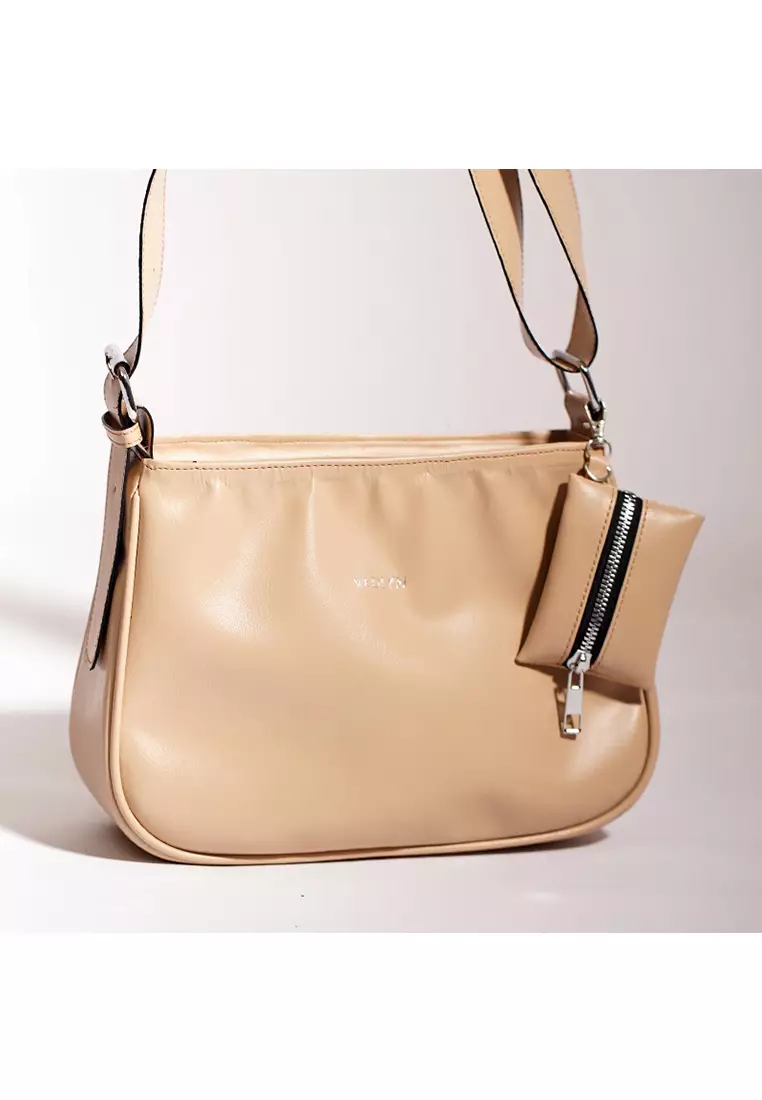 Vedlyn Eva Tas Wanita Model Slingbag Free Mini Pouch - Beige