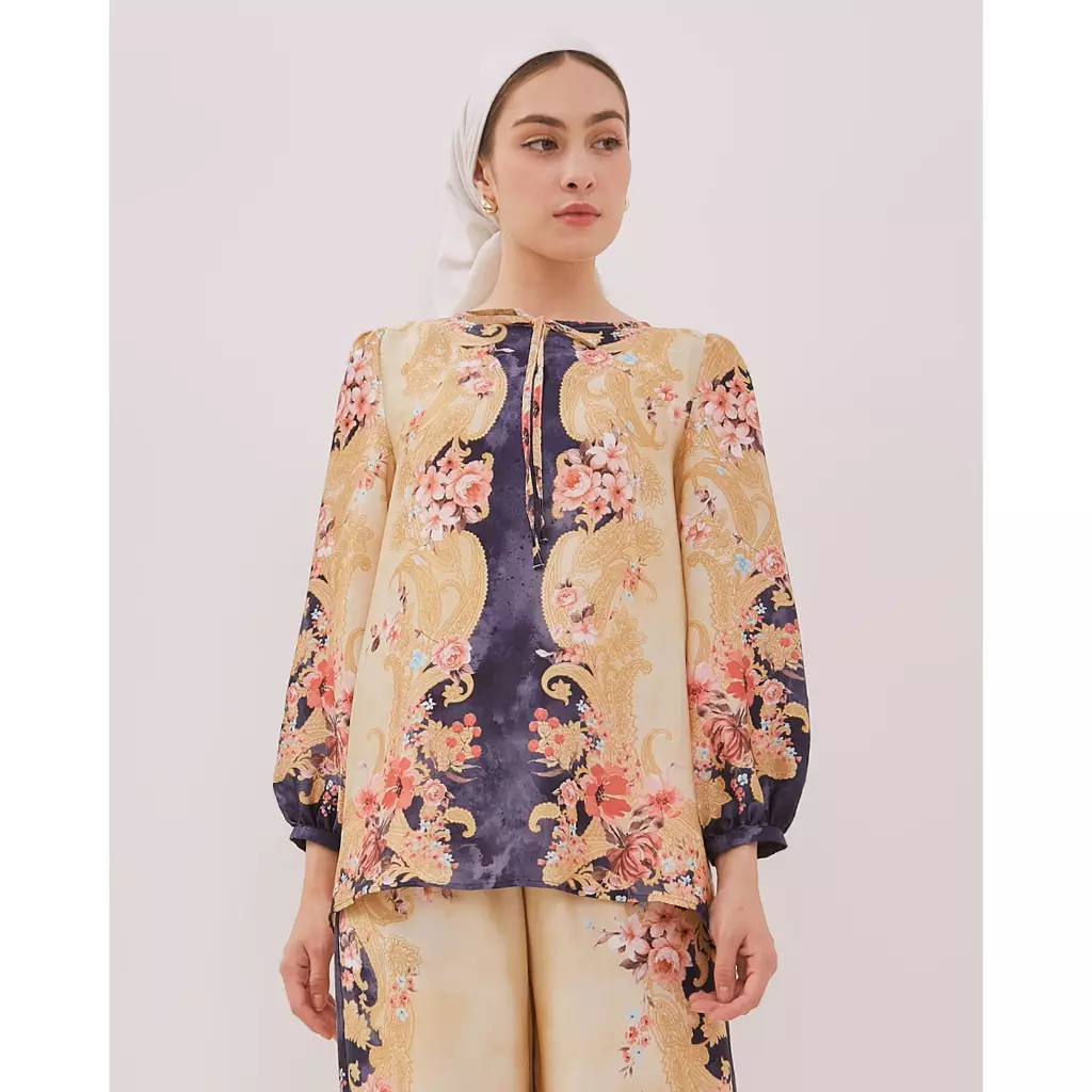 Urban Exchange Tunik Samara Blue - Atasan Wanita Lebaran Motif Prints
