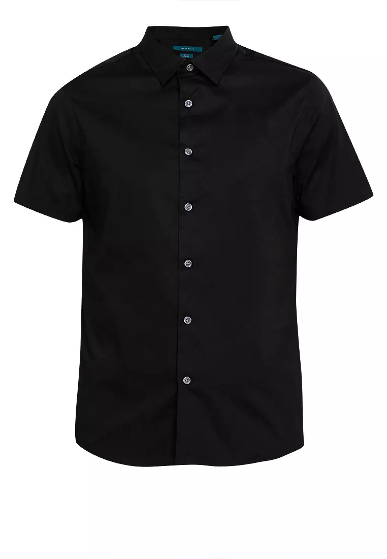 Woven Short Sleeves Casual Poplin Stretch