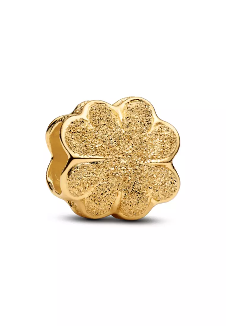 Pandora 14K Gold Plated Textured Clover Mini Charm
