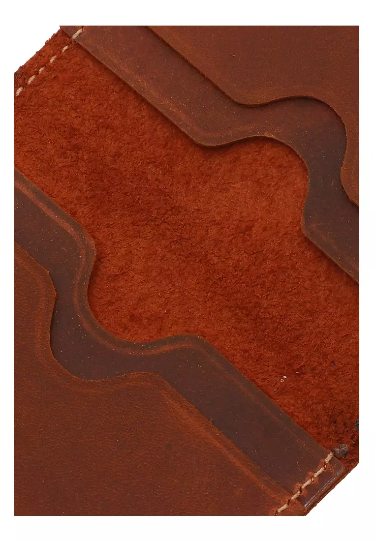 Zackly Card Holder Wallet Dompet Kartu Many Slot Handmade Material Genuine Leather Kulit 024 ORIGINAL - Brown Gold