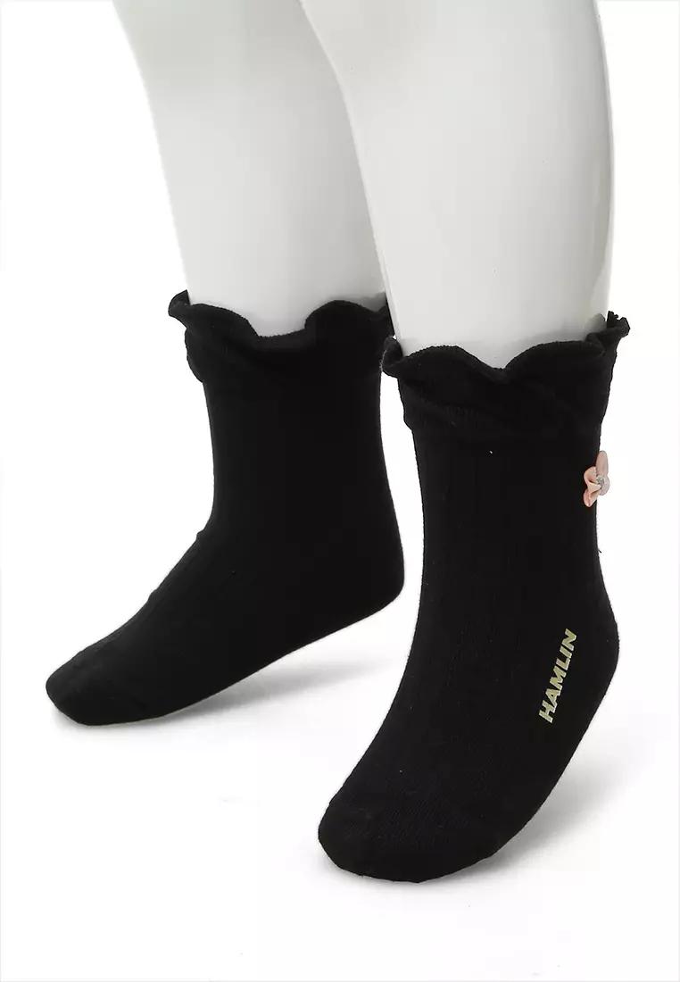 Candie Kaos Kaki Pendek Anak Wanita Bow Tie Ruffle Children's Socks Comportable Material Cotton ORIGINAL - Black
