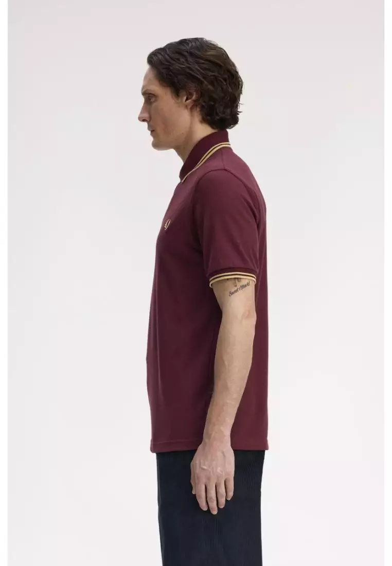Fred Perry M12 Twin Tipped Fred Perry Shirt (Oxblood / Champagne)