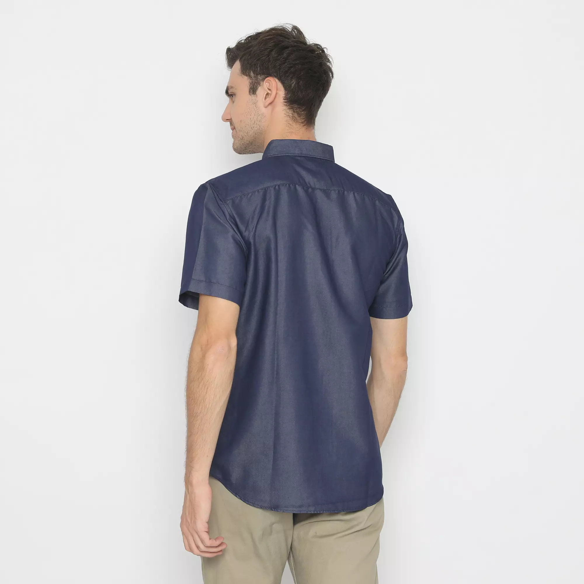 Platini Kemeja Polos Pendek Soft Twill Biru 73007