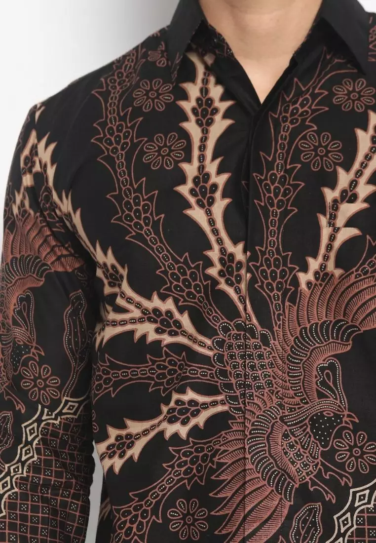 Black Resi Abyasa Kemeja Batik Pria Premium Slimfit Modern Lengan Panjang