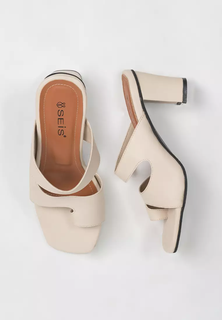 Seis Selen Sandal Heels Wanita 7 cm-CREAM