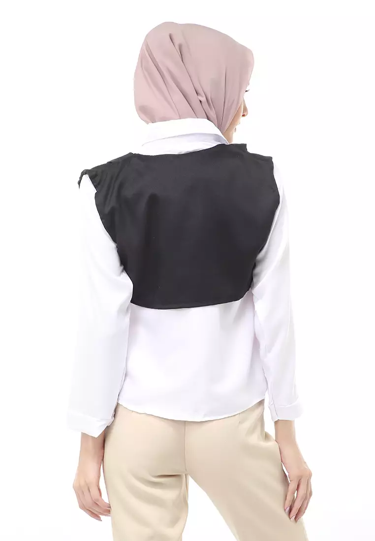 Atasan Blouse Long Sleeve Wanita Muslimah Motif Polos Regular Fit - Black