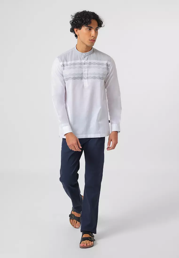 Kemeja Koko Pria Lengan Panjang FARABI WHITE Baju Muslim Pria