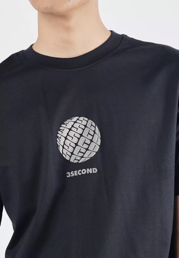 3Second Men's T-Shirt Short Sleeve Regular Fit Logo Script Asher C071024
