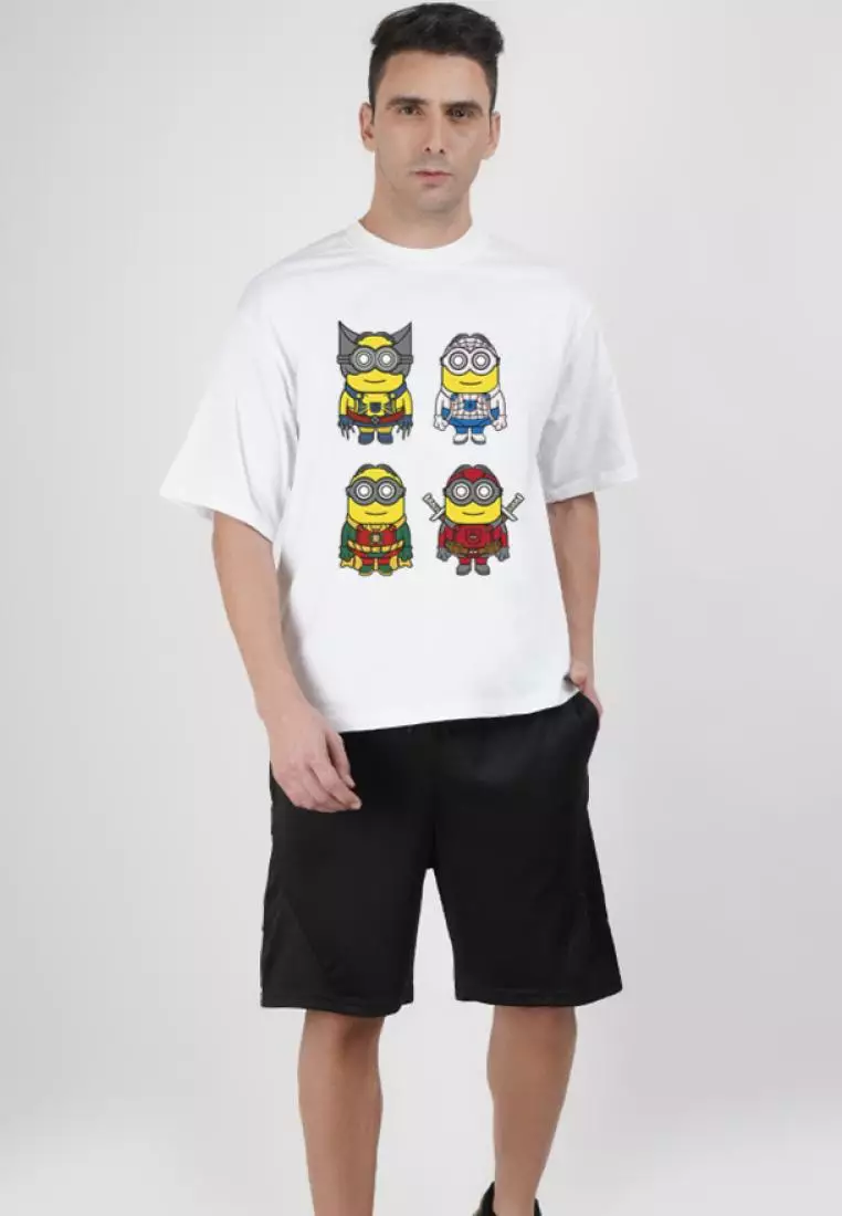 Oversized Minion White Cotton Short Sleeve Essential T-Shirt