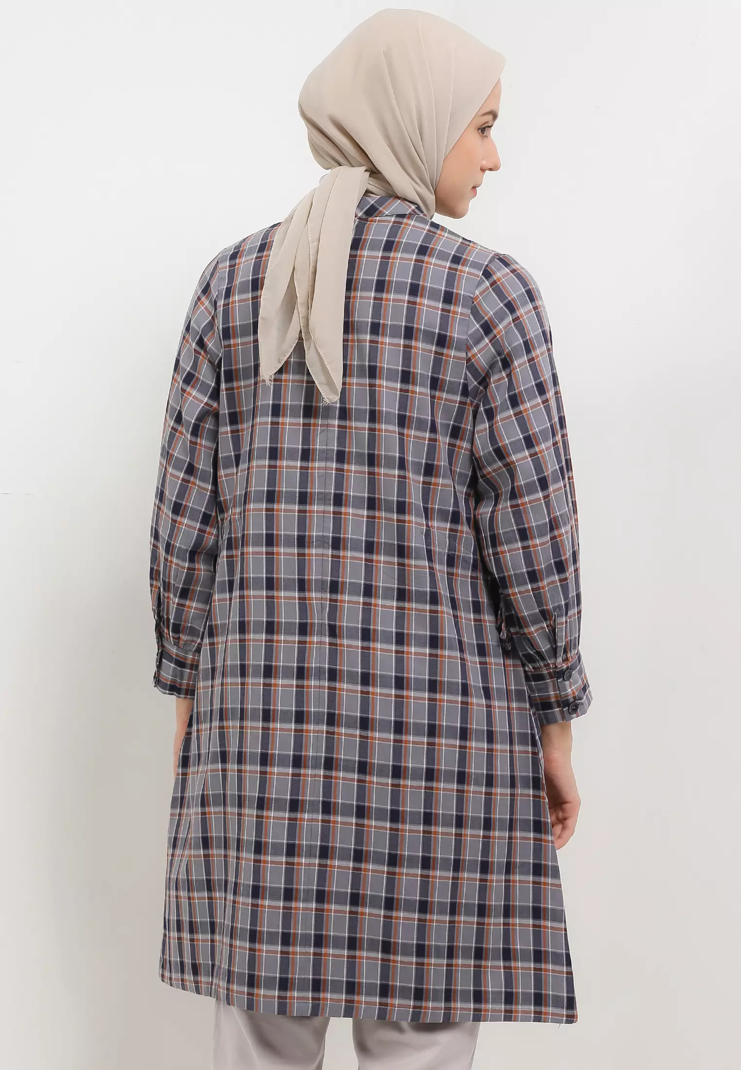 MFMW Marlowe Tunik Navy Motif Kotak