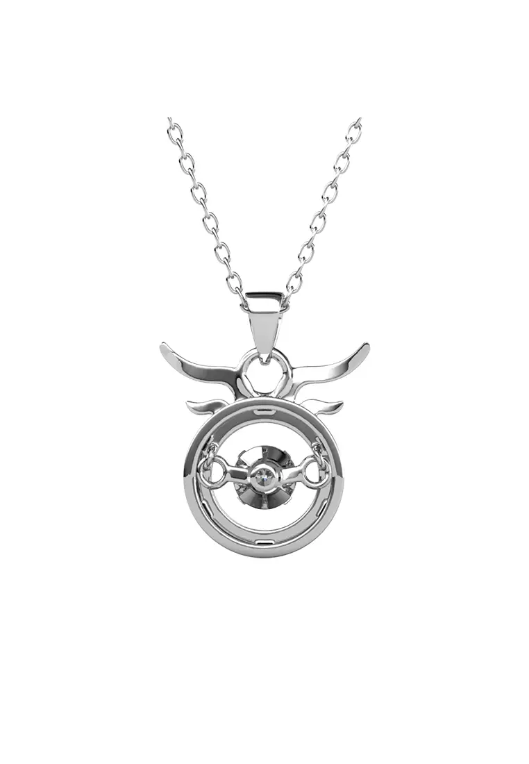 Dancing Horoscope Pendant Taurus WG - Kalung Crystal Swarovski by Her Jewellery