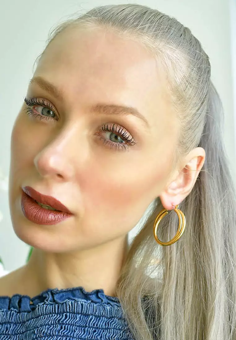 Subtle Hoop Gold Layered Earrings