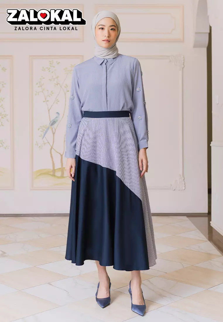 Jual JENNA & KAIA Jenna & Kaia Rok Wanita Falla Skirt Navy Original
