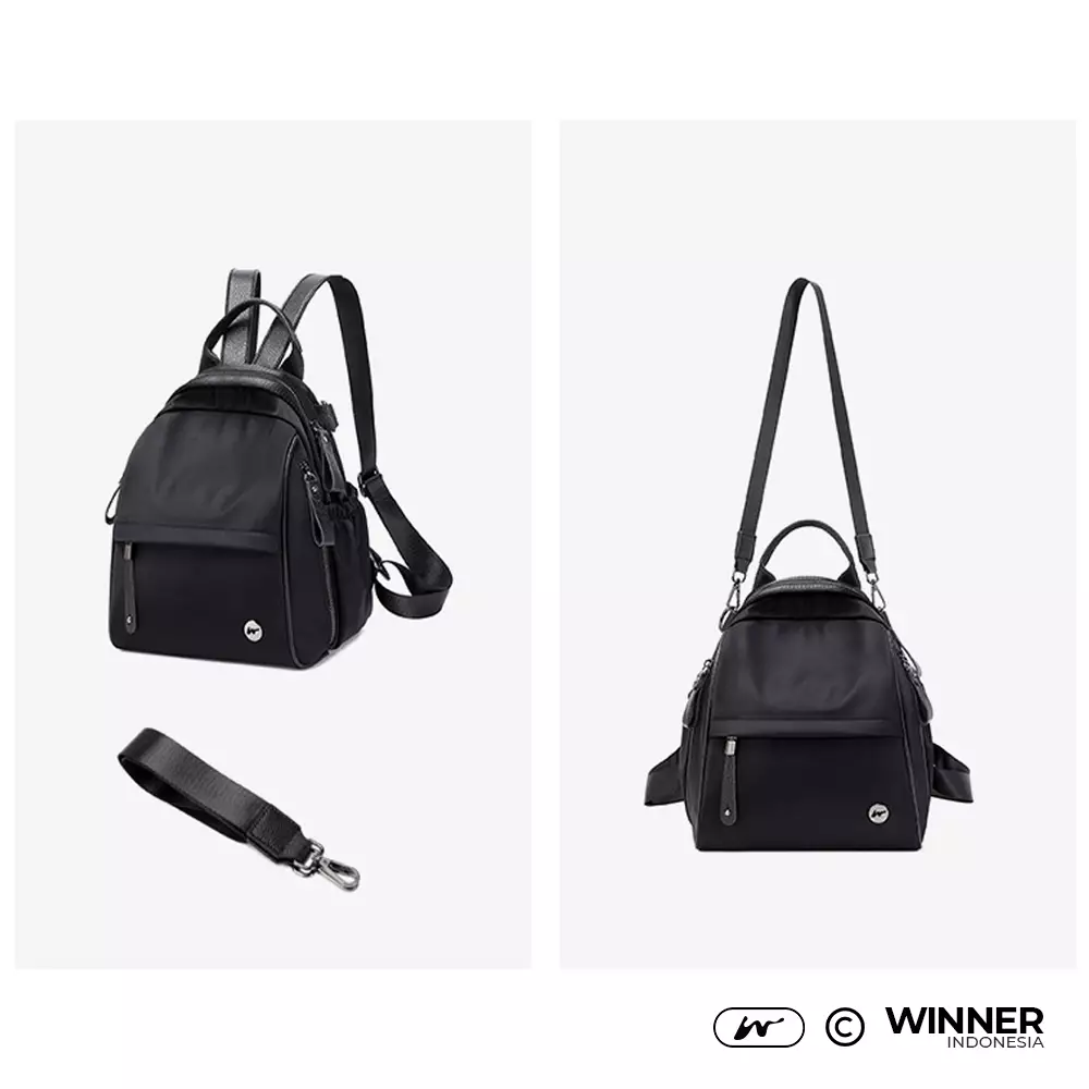 Tas Ransel Selempang 2in1 Oxford Anti-Air Backpack Korean Style (T14-017-6531) - Hitam Small