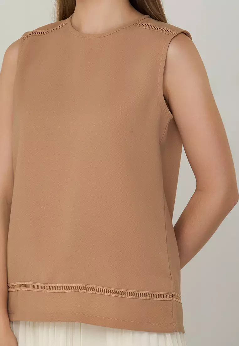 Ruella Sleeveless Top with Lace Trimming