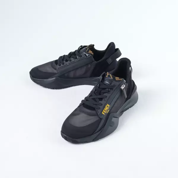 Sepatu FENDI FLOW FF YELLOW ALL BLACK SNEAKER 100% ORIGINAL