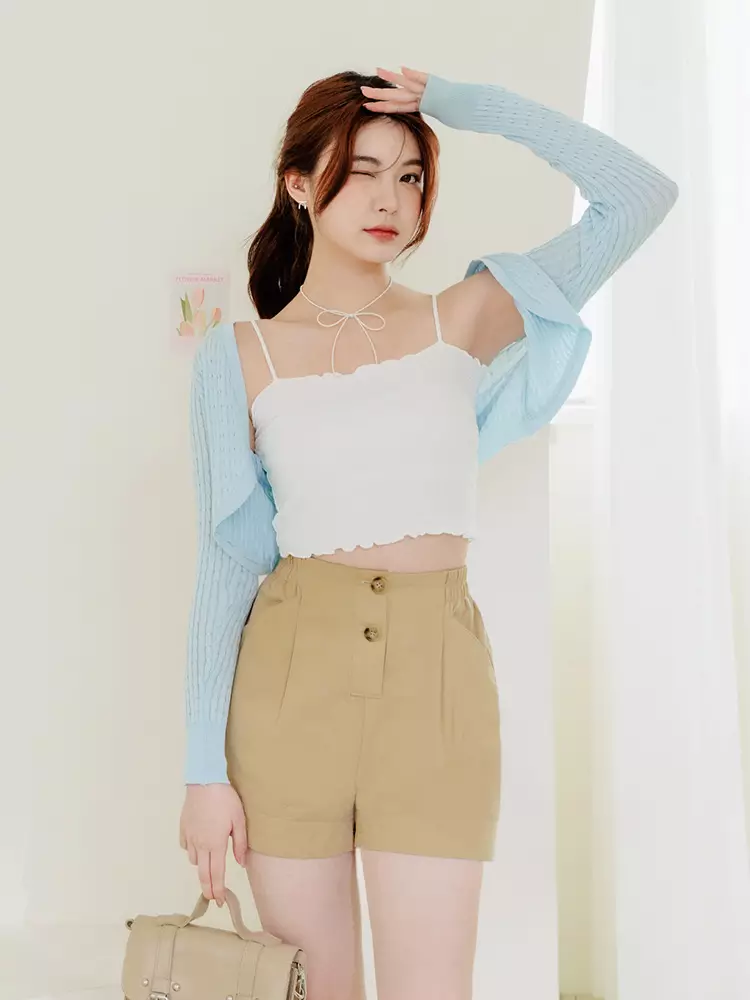 Casual High-Waisted Back Elastic Shorts [BA7489]