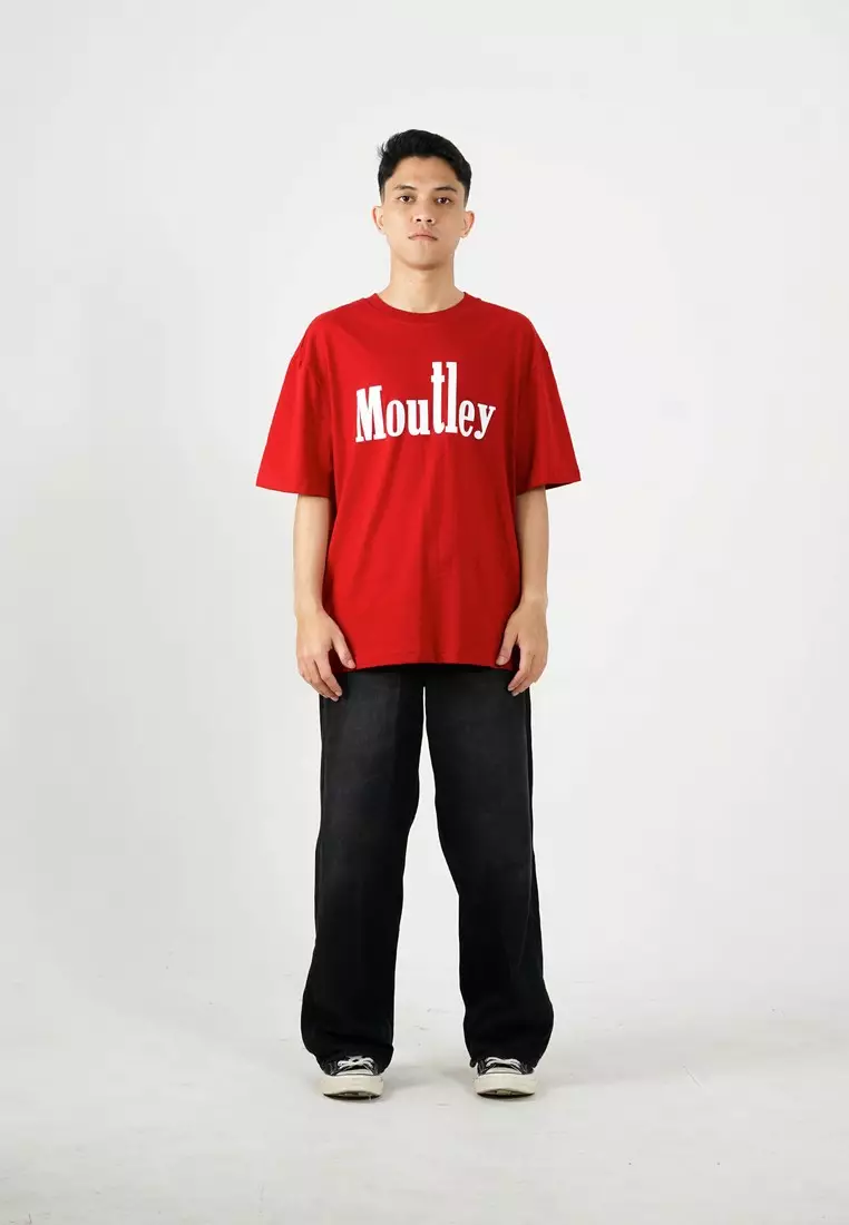 Moutley Men's T-Shirt Short Sleeve Oversized Fit Cotton 20s Red OL-C140325