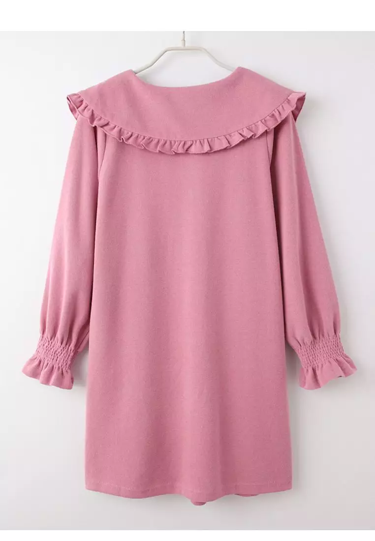 Wide Ruffle Collar Babydoll Dress with Flared Long Sleeves [DA9949]