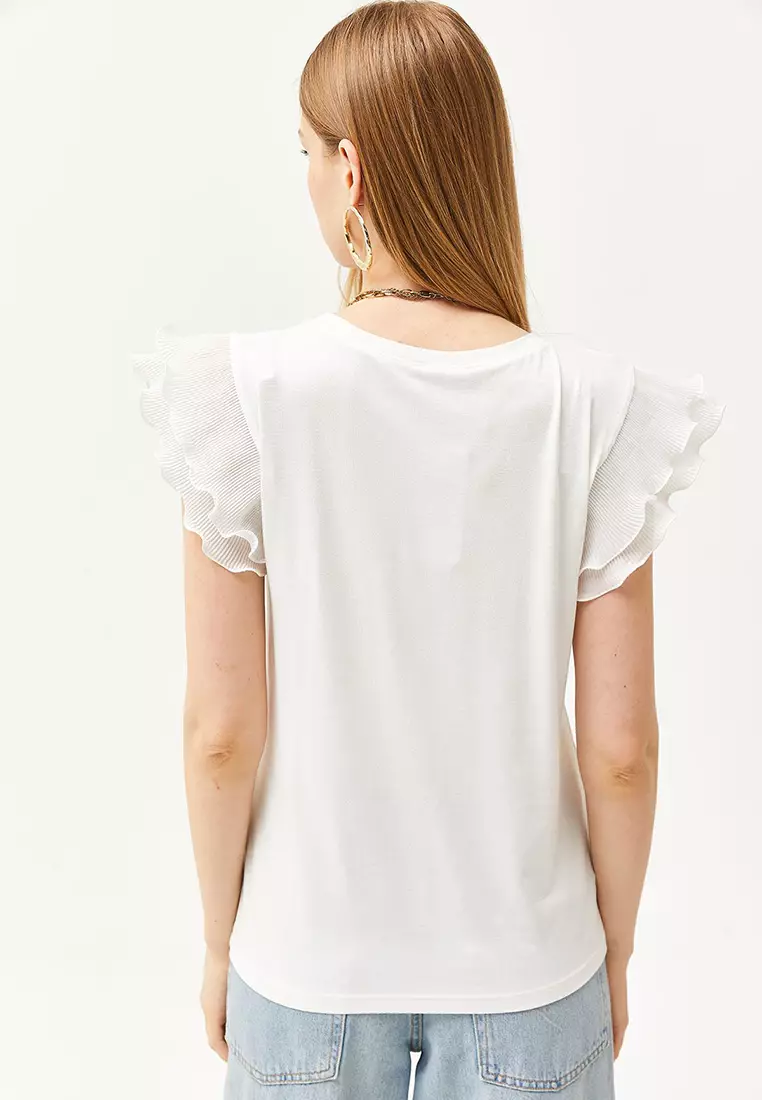 Viscose Pleated Sleeves Blouse