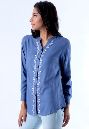 UMI BLUE long sleeve shirt with embroidery