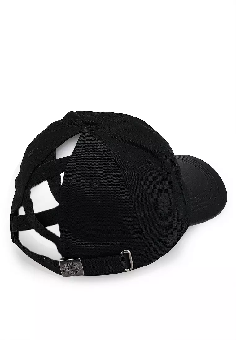 Harley Davidson Motorcycles Hat Embroidered Shield Black Strapback Cap