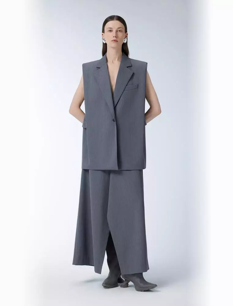 Solid color temperament mid-length vest