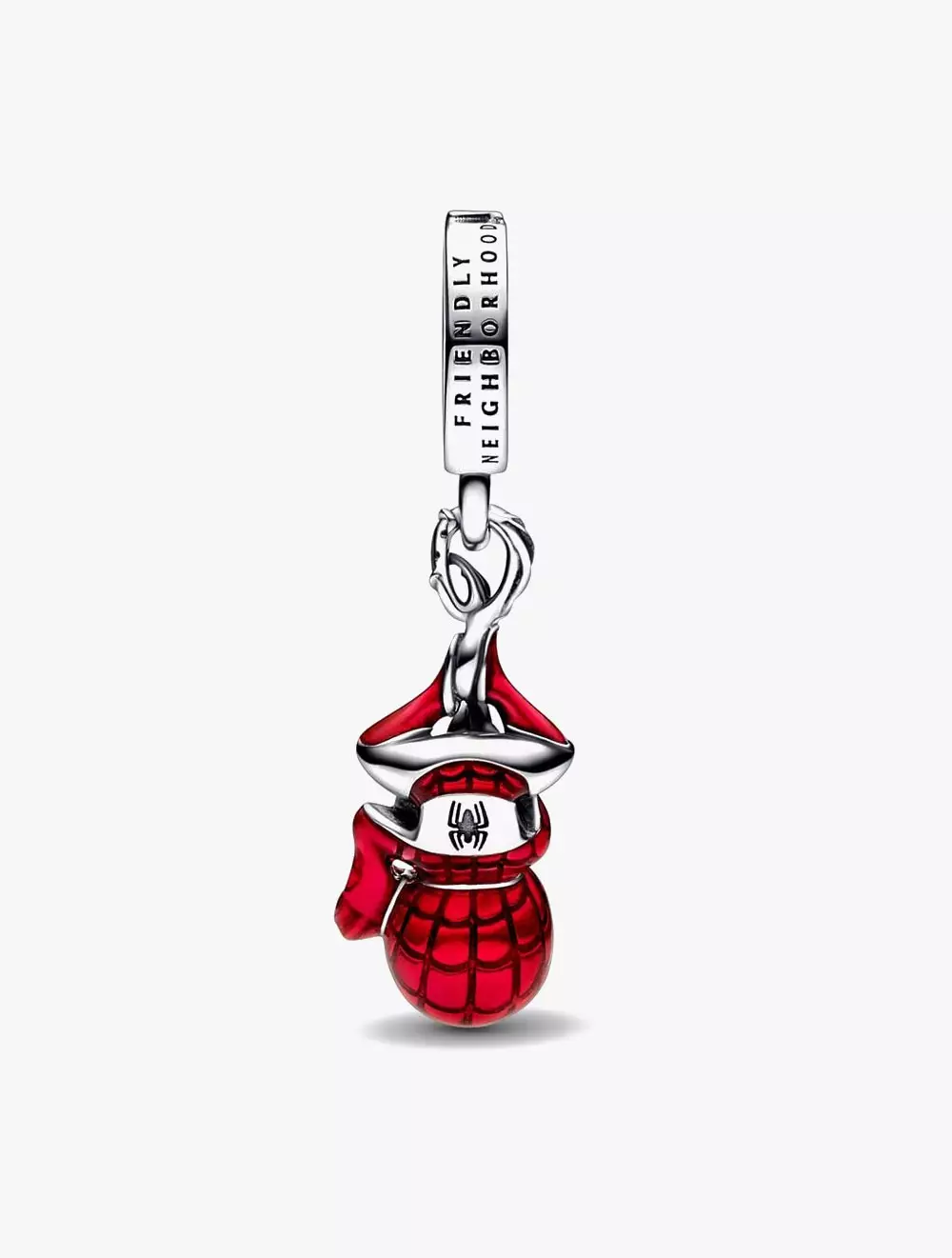 Marvel Spider-Man sterling silver dangle with black and transparent red enamel