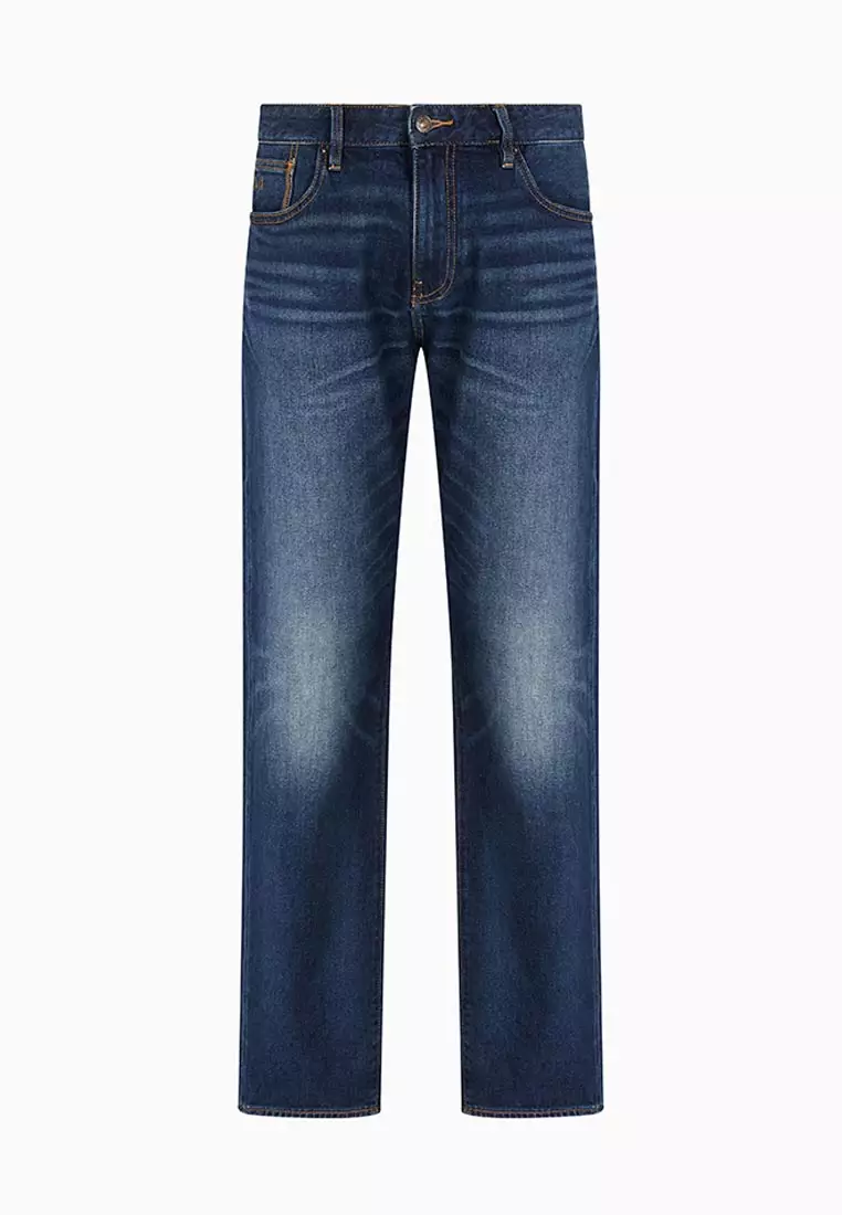 J16 Straight Fit Jeans In Stone Washed Cotton Denim