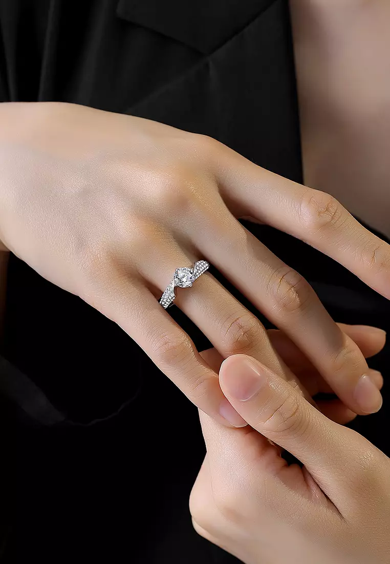 Cincin Wanita Berlian Perhiasan Adjustable Tunangan Anti Luntur Dilapisi Platinum Cincin Cewek COD silver