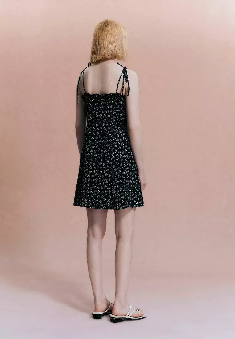 女装时尚小清文艺碎花吊带宝藏连衣裙