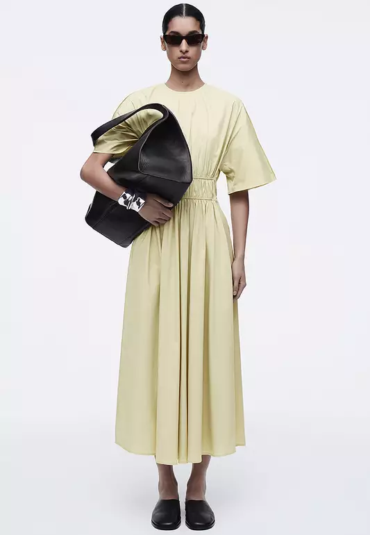 Gathered Open-Back Midi Dress